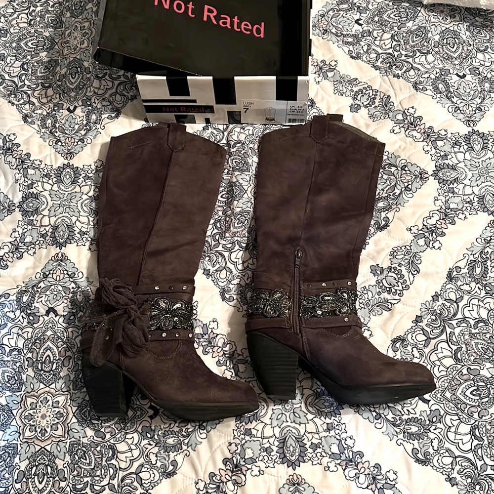 Slightly worn suede boots. Comfy & stylish.